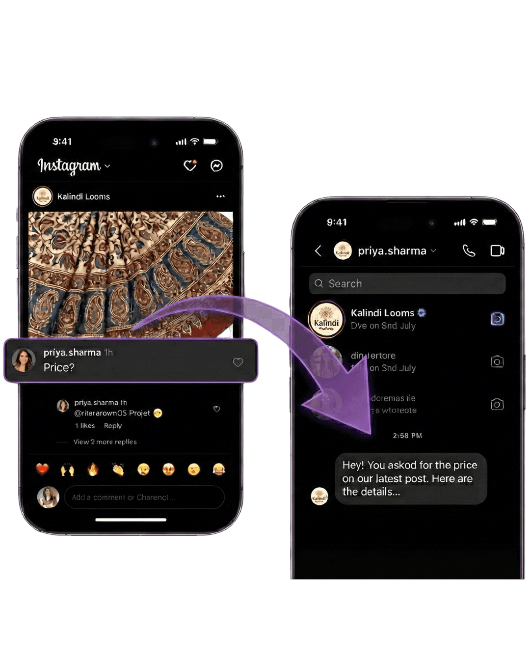 Instagram comment to DM workflow